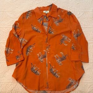 L'AGENCE Orange Animal Print Shirt